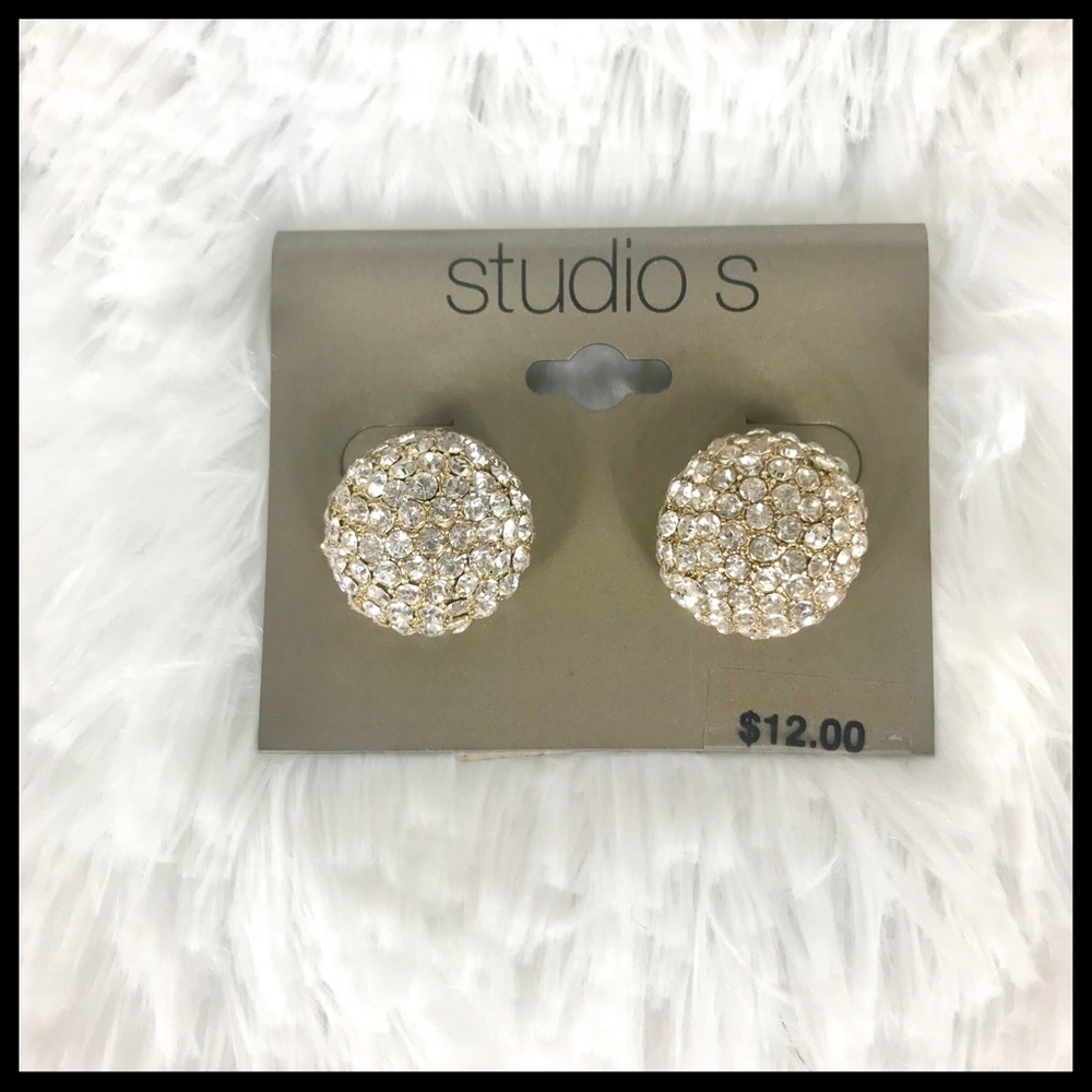 Gold Crystal Stud Earrings